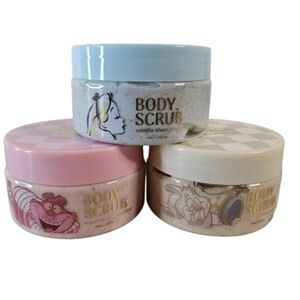 Disney Alice In Wonderland Set Of 3 Body Scrubs Vanilla Lemon Coconut Rose Scent